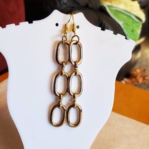 2.5" Gold Tone Hook Oval Link Dangle Earrings Tony Alexander Jewelry Artisan NWT